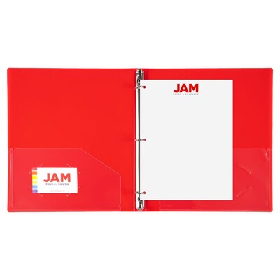 JAM Paper 1/2" 3-Ring Flexible Poly Binder, Red (PB75237RE)