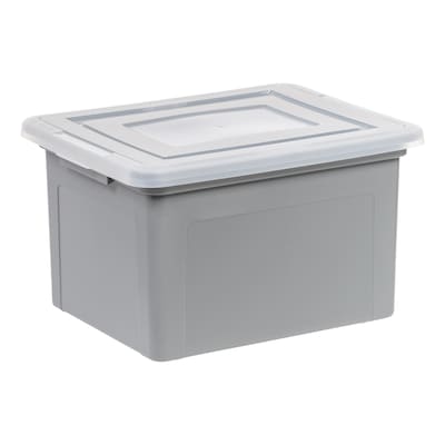 Iris 32 Quart Letter Sized Snap Closure Plastic File Bin, Gray (500227)