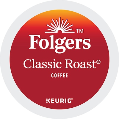 Folgers Classic Roast Coffee Keurig® K-Cup® Pods, Medium Roast, 96/Carton (204496)