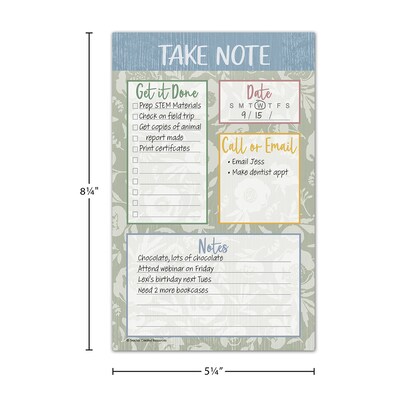 Teacher Created Resources Classroom Cottage Notepad & Refill, Multicolored, 12/Bundle (TCR7198-12)