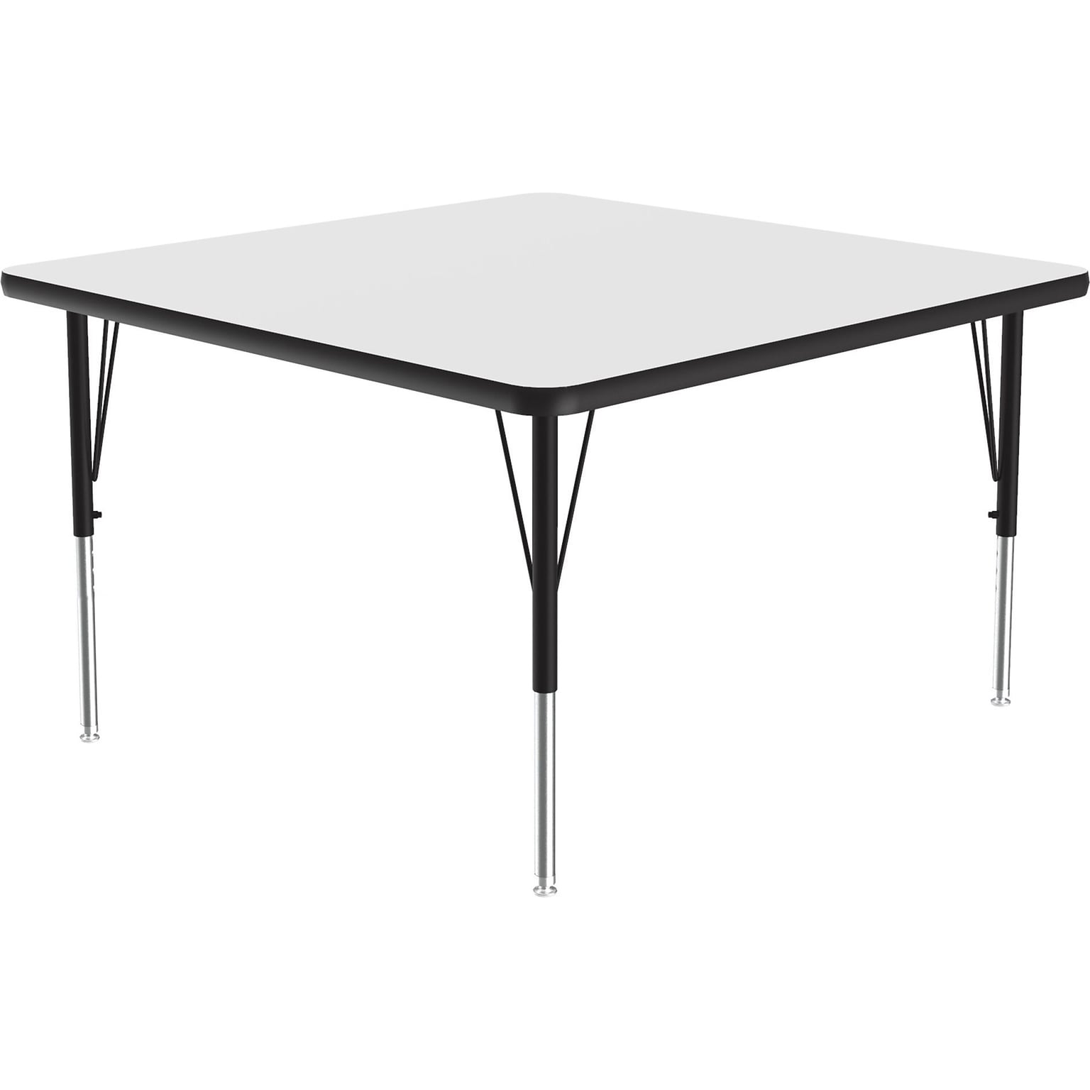 Correll Square Activity Table, 48 x 48, Height-Adjustable, Frosty White/Black (A4848DE-SQ-80)