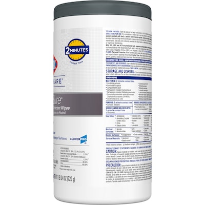 Clorox Healthcare VersaSure Disinfecting Wipes, 150/Canister (31758)