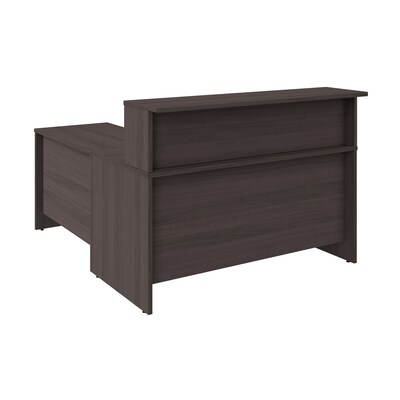 Bush Business Furniture Arrive 60W L Shaped Reception Desk with Shelf, Storm Gray (ARV003SG)