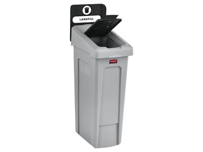 Rubbermaid Slim Jim Single-Stream Recycling Station, 23 Gallon, Gray/Black (2185053)