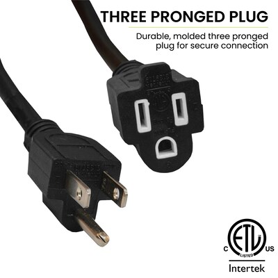 GoGreen Power 25' Indoor/Outdoor Extension Cord, 14 AWG, Black (GG-13825BK)