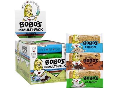 Bobos Gluten Free Coconut/Chocolate Chip/Original Granola Bar Variety Pack, 36 oz., 12 Bars/Box (BB