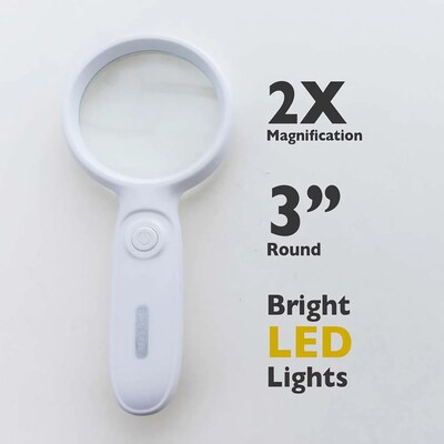 BAZIC Products 2x LED Lighted Magnifier, 3" Round, Pack of 3 (BAZ2706-3)