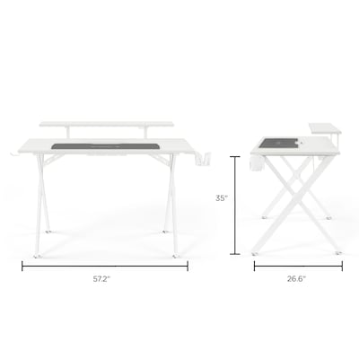 Union & Scale Vizon 47" Gaming Desk, White Colorway (60986) | Quill.com