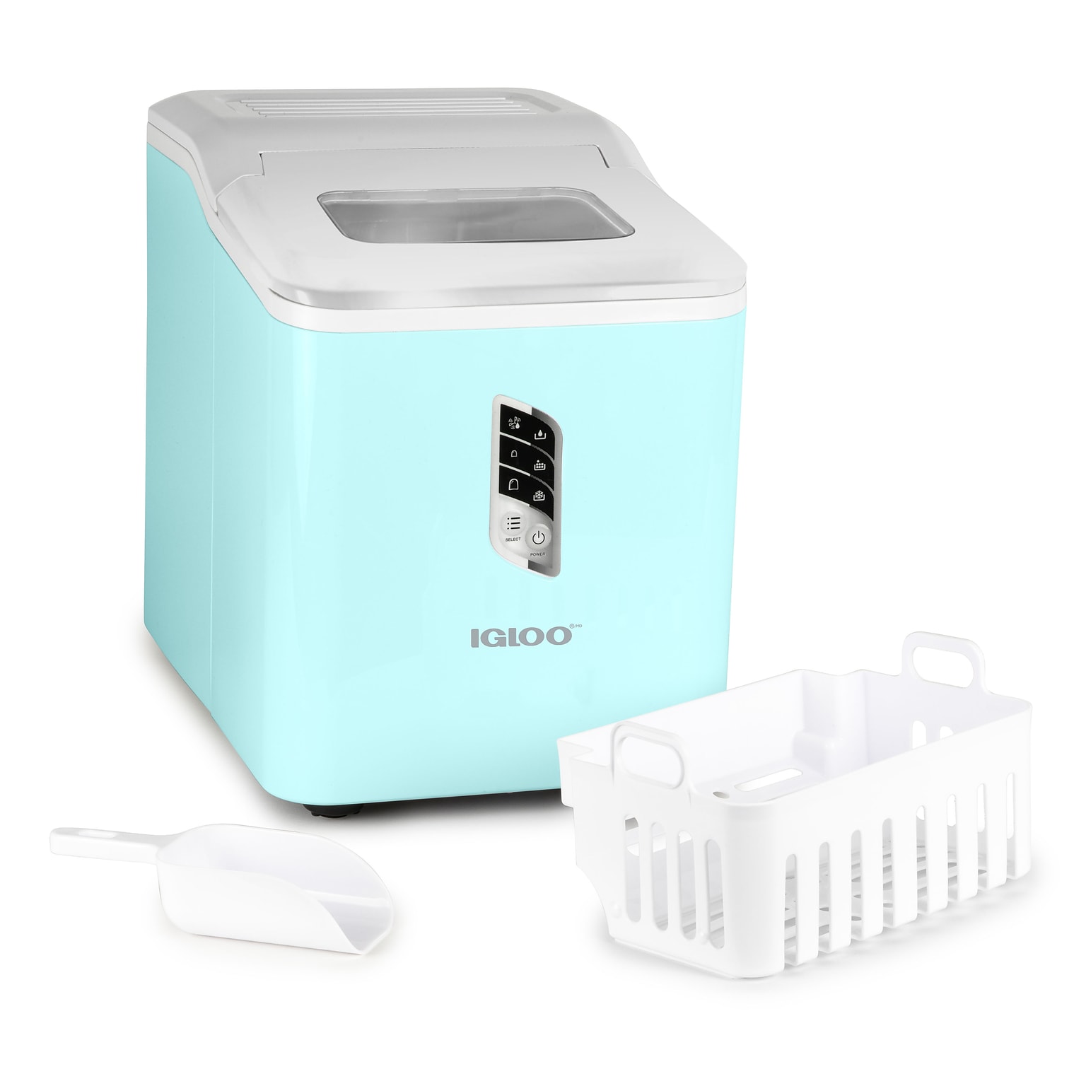 Igloo Automatic Self-Cleaning 26-Pound Ice Maker, Aqua (IGLICEBSC26AQ)