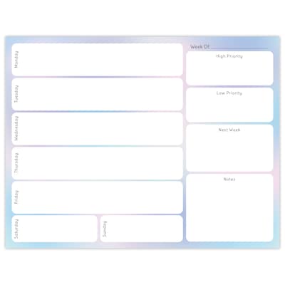 Global Printed Products Weekly To-Do List and Planning Pad, 8.5 x 11, Multicolored, 60 Sheets/Pad