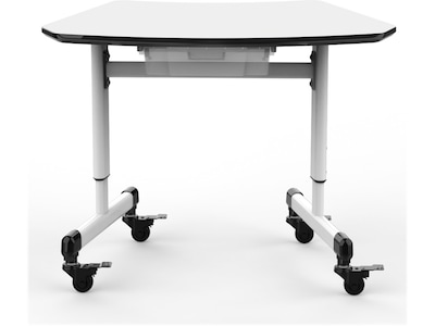 Luxor 29"W Height-Adjustable Trapezoid Student Desk with Drawer, White/Black (MBS-DESK)