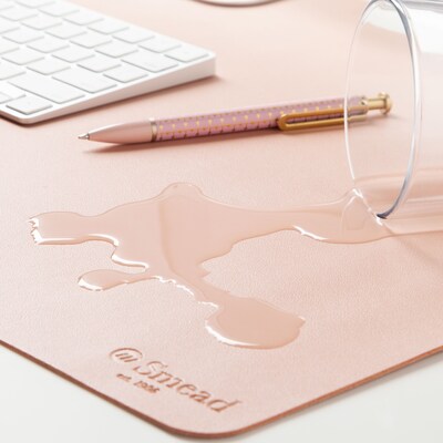 Smead Small Vegan Leather Anti-Slip Desk Pad, 23.6" x 13.7", Light Pink (SMD64839)