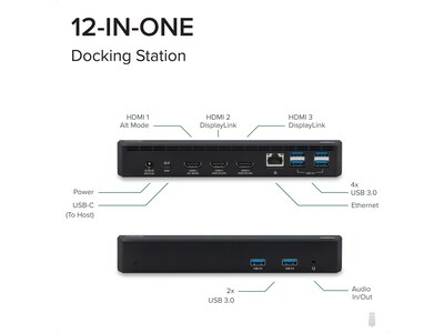 Plugable USB-C Triple HDMI Display Docking Station  (UD-3900PDZ)