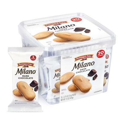 Pepperidge Farm Double Dark Chocolate Milano Cookies, 0.75 oz, 20/Pack (220-02248)