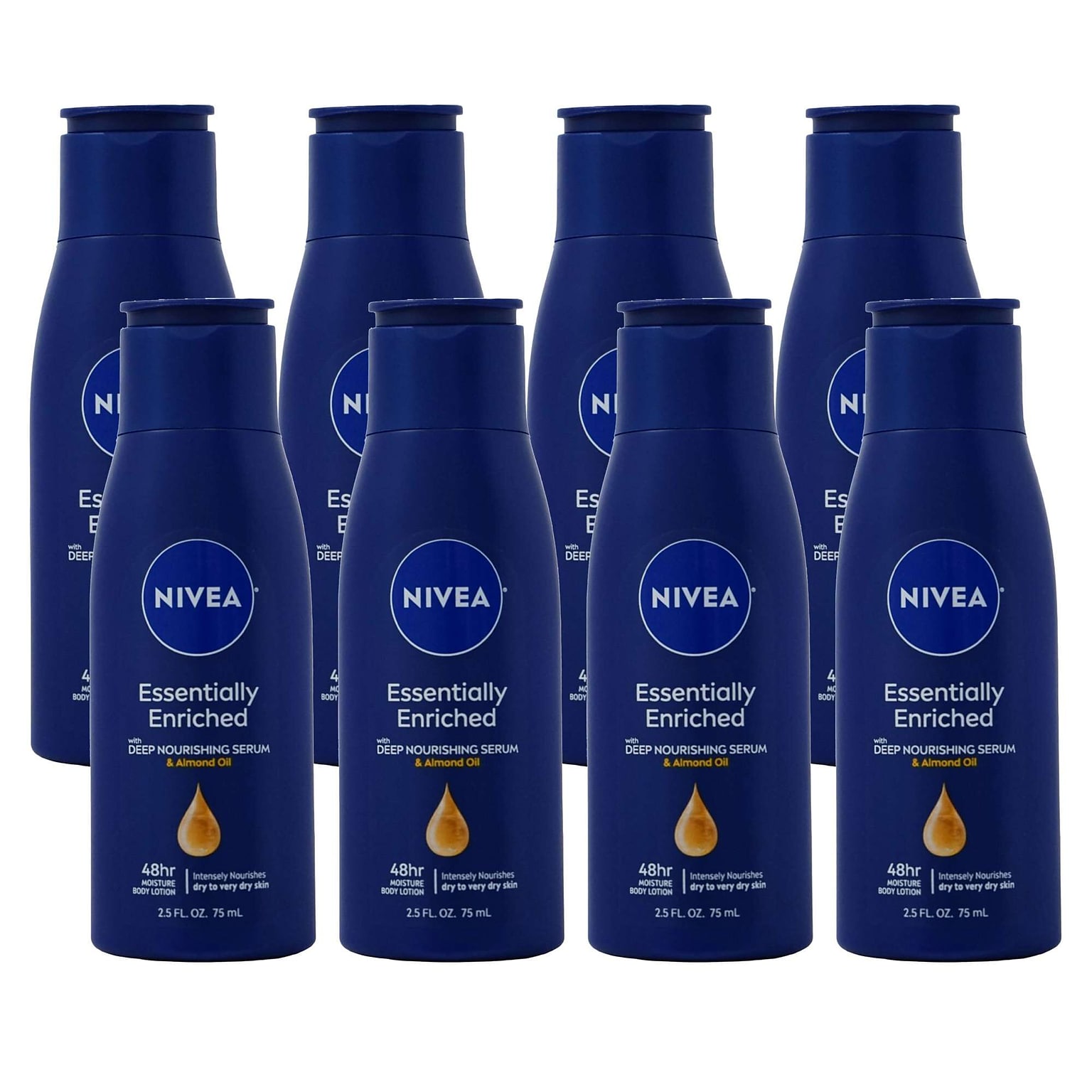 Nivea Essentially Enriched Body Lotion, 2.5 oz Bottle, 8 Bottles/Bag, 18 Bags/Carton