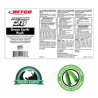 Betco Probiotic Solutions Push Drain Maintainer/Odor Eliminator, Mint Scent, 67.6 Oz., 4/Carton (1334700)