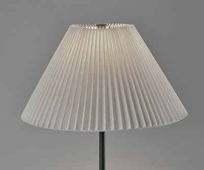 Simplee Adesso Jeremy 60.75"H Black Floor Lamp with White Pleated Fabric Shade (SL9500-01)