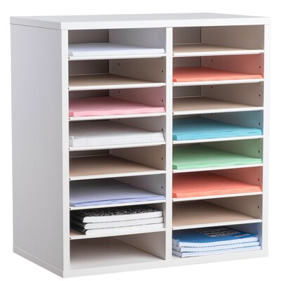 AdirOffice 500 Series 16-Compartment Literature Organizers, 20 x 11.8, White (500-16-WHI-2PK)