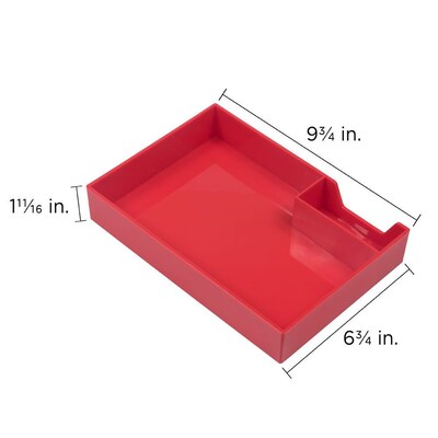 JAM Paper Half Desk Stackable Front Loading Letter Tray, Red Plastic (344TRE)