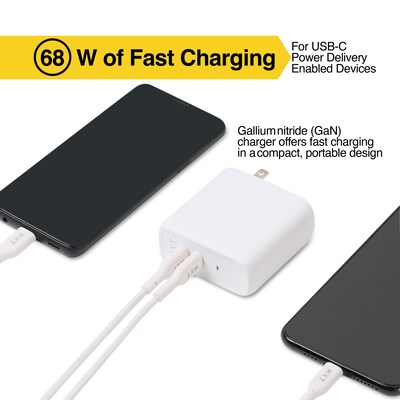 NXT Technologies™ Universal USB-C/USB-A Wall Charger with USB-C Cable,  White (NX60448) | Quill.com