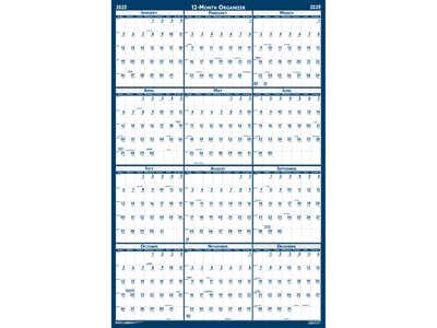 2025 House of Doolittle 48" x 32" Yearly Wet-Erase Wall Calendar, Reversible, White/Blue (3961-25)