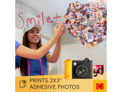 Kodak Smile+ 5 Megapixels Digital Instant Print Camera, Black/Yellow (RODSMPCAMBK)