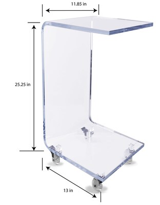 Designstyles Luxurious Acrylic C-Shaped Table on Wheels, Blue (DST-ACTBE)