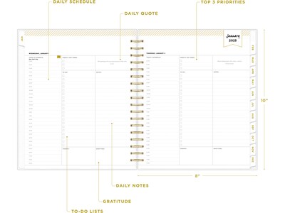 2025 Blue Sky Day Designer Rugby Stripe 8" x 10" Daily & Monthly Planner, Plastic Cover, Navy/White (142098-25)