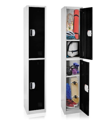 AdirOffice 72H 2-Tier Black Storage Locker (ADI629-202-BLK-DL)