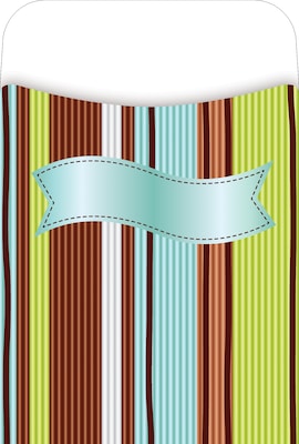 Barker Creek Peel and Stick Library Pocket, Ribbon by the Yard Design, 30/Pack (LL1230)