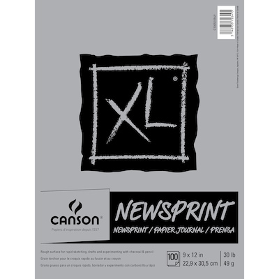 Canson XL Series 9 x 12 Tape Bound Newsprint Sketch Pad, 100 Sheets/Pad, 3/Bundle (MCXC100510949-3