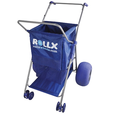 Rollx Big Balloon Wheel Foldable Beach Cart Storage Wagon for Sand with 13-In. Beach Tires, Blue (RLX1-1107)