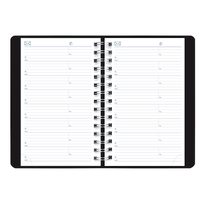 2025 Blueline Plan & Link 5" x 8" Daily Appointment Book, Faux Leather Cover, Black (C1504W.81)