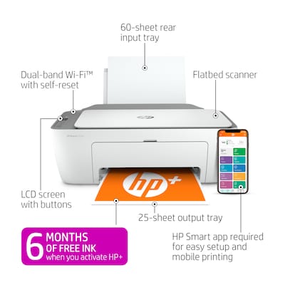 narre fingeraftryk undskyldning HP DeskJet 2755e Wireless Color All-in-One Printer with 6 Months Free Ink  with HP+ (26K67A) | Quill.com