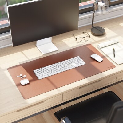 Smead Medium Vegan Leather Anti-Slip Desk Pad, 31.5" x 15.7", Brown (SMD64832)