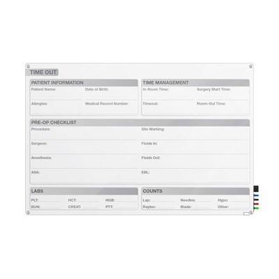 Ghent Aria Time Out Magnetic Glass Dry-Erase Whiteboard, 2H x 3W (GRPARIASM12T-23)