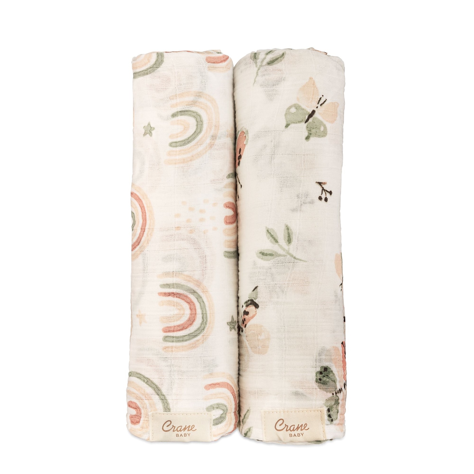 Crane Baby Parker Swaddle Set, 2-Piece, Butterfly/Rainbow (BC-100SWS-2)