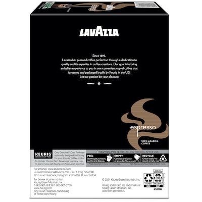 Lavazza Perfetto Espresso Coffee Keurig® K-Cup® Pods, Dark Roast, 88/Carton (6000CT)