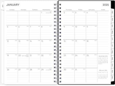2025 Blue Sky Analeis 5" x 8" Weekly & Monthly Planner, Plastic Cover, White/Black (100003-25)
