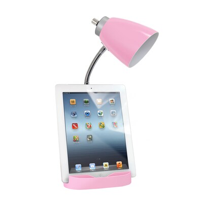 Creekwood Home Sleek Essentials 18.5" Flexible Coordinating Desk Lamp with USB Port and Storage, Pink (CWD-1004-PN)