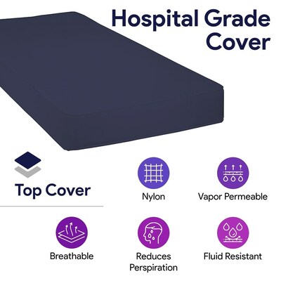 ProHeal Bariatric Foam Hospital Bed Mattress for Pressure Redistribution, High-Density Foam, 36" x 80" x 6"  (PHP-81012)