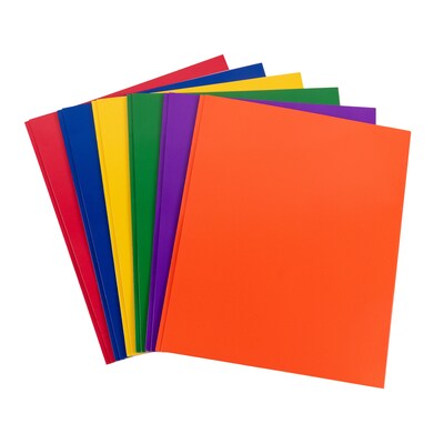 C-Line 3-Hole Punched 2 Pocket Paper Folder, Assorted Primary Colors, 50/Pack (CLI06420DS)