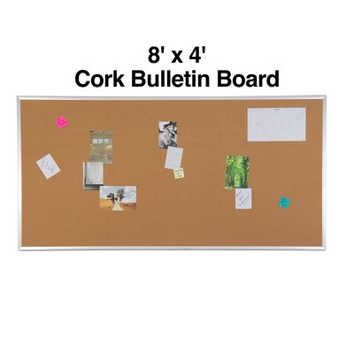 Quill Brand® Standard Durable Cork Bulletin Board, Aluminum Frame, 8'W x 4'H (28347-CC)
