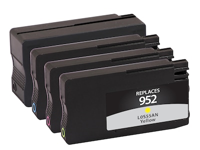 Quill Remanufactured Black/Cyan/Magenta/Yellow High Yield Ink Cartridge Replacements for HP 952/952XL, 4/Pack