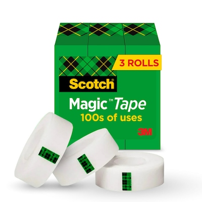 Scotch Magic Invisible Clear Tape Refill, 0.75 x 27.77 yds., 1 Core, Clear, 3 Rolls/Pack (810-3PK)