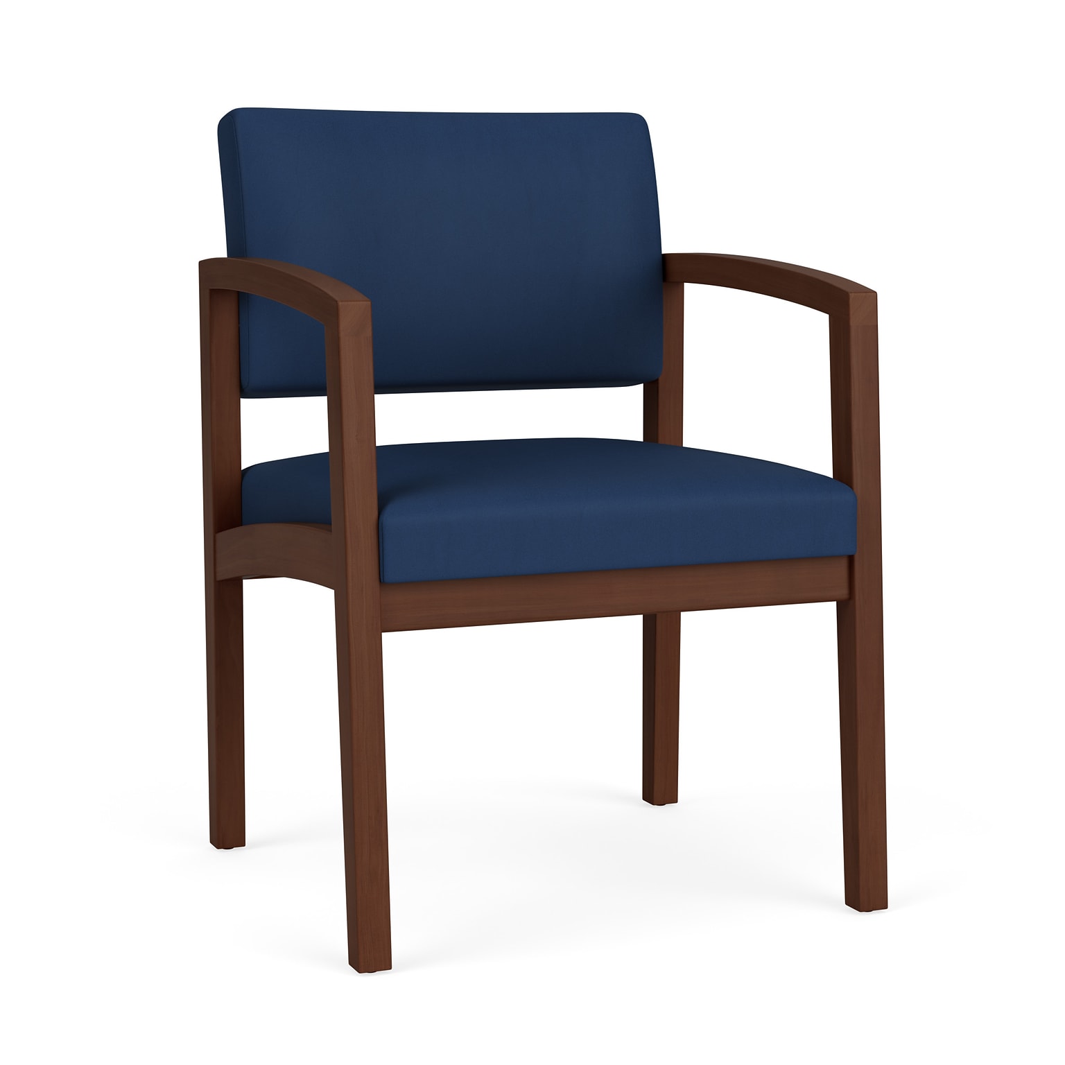 Lesro Lenox Wood Vinyl Guest Chair, Patriot Plus Imperial Blue/Walnut (LW1101.WWL-01PPIB)