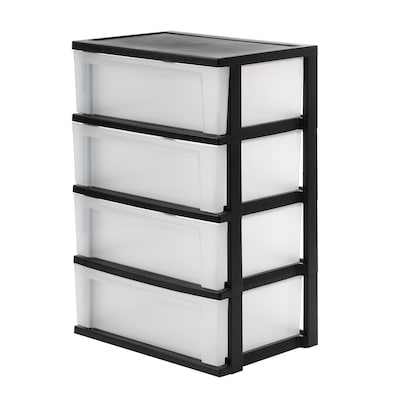 Iris Stackable Wide Chest, 4 Drawer, Black (301153)