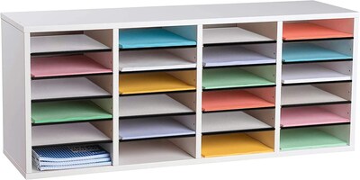 AdirOffice 500 24-Compartment Literature Organizers, 39.3 x 11.8, White (500-24-WHI-2PK)