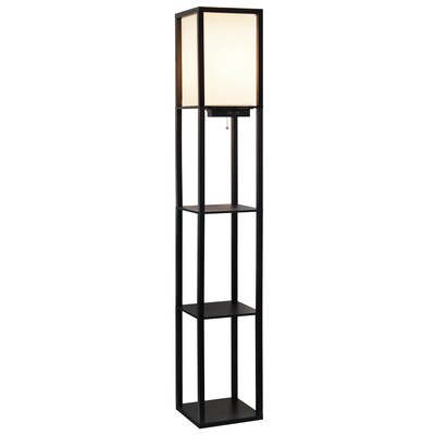 Creekwood Home Classix 62.5 Multifunctional 3-Tier Storage and Display Floor Lamp, Feit LED Bulb, B