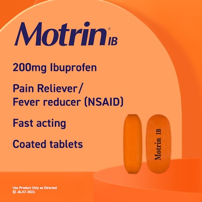 Motrin IB Ibuprofen Tablets, 200 mg, 2 Tablets/Packet, 50 Packets/Box (447419)